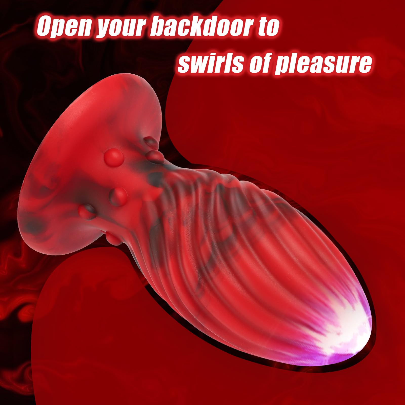 Super Big Anal Plug Liquid Silicone Butt Plug with Suction Cup Base for Advanced Player, Swirl Anal Toy Waterproof Butt Plug Kit Adult Sex Toy for Unisex Backdoor Handsfree Fun (): Medium
