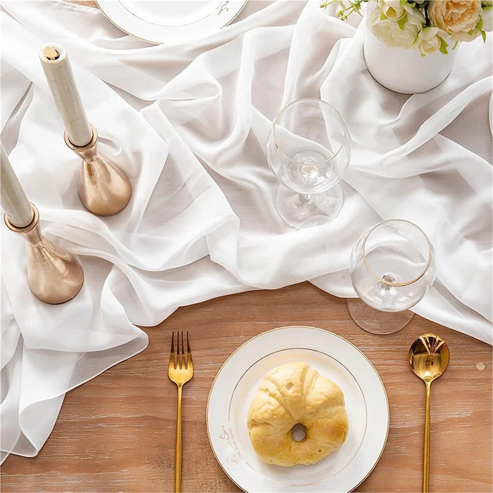 Käsetuch Tischläufer White Chiffon Table Runner Wedding Decoration Birthday Party Christmas Thanksgiving Halloween Events(Rust,70x1000cm)