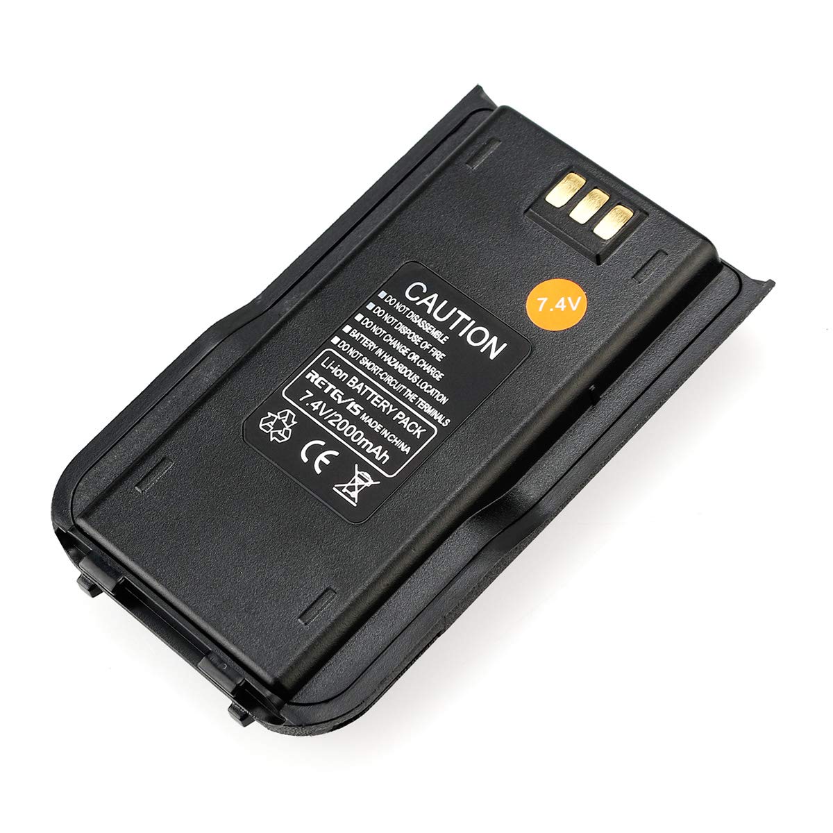 Retevis Batteria agli ioni di litio 2000 mAh 7,4 V per radio RT3 RT3S DMR Walkie Talkie TYT MD-380 (1 pezzo, nero)