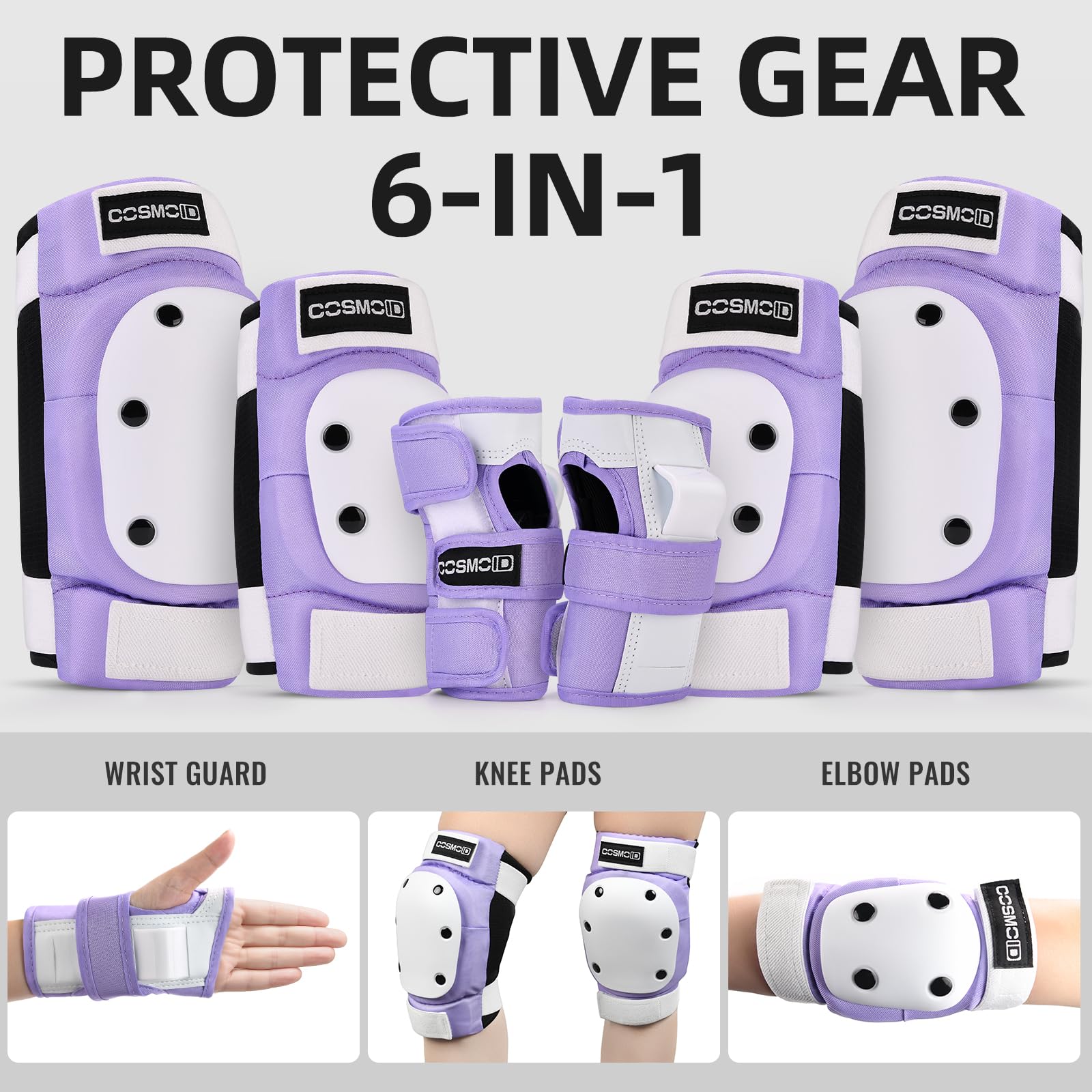 Ginocchiere per donne/uomini/giovani, ginocchiere e gomitiere per adulti, con protezioni per il polso, per pattinaggio, skateboard, skateboard e scooter