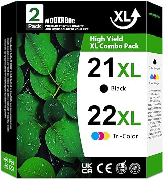 21XL 22XL Ink Cartridges 2-Pack, Black/Tri-Color