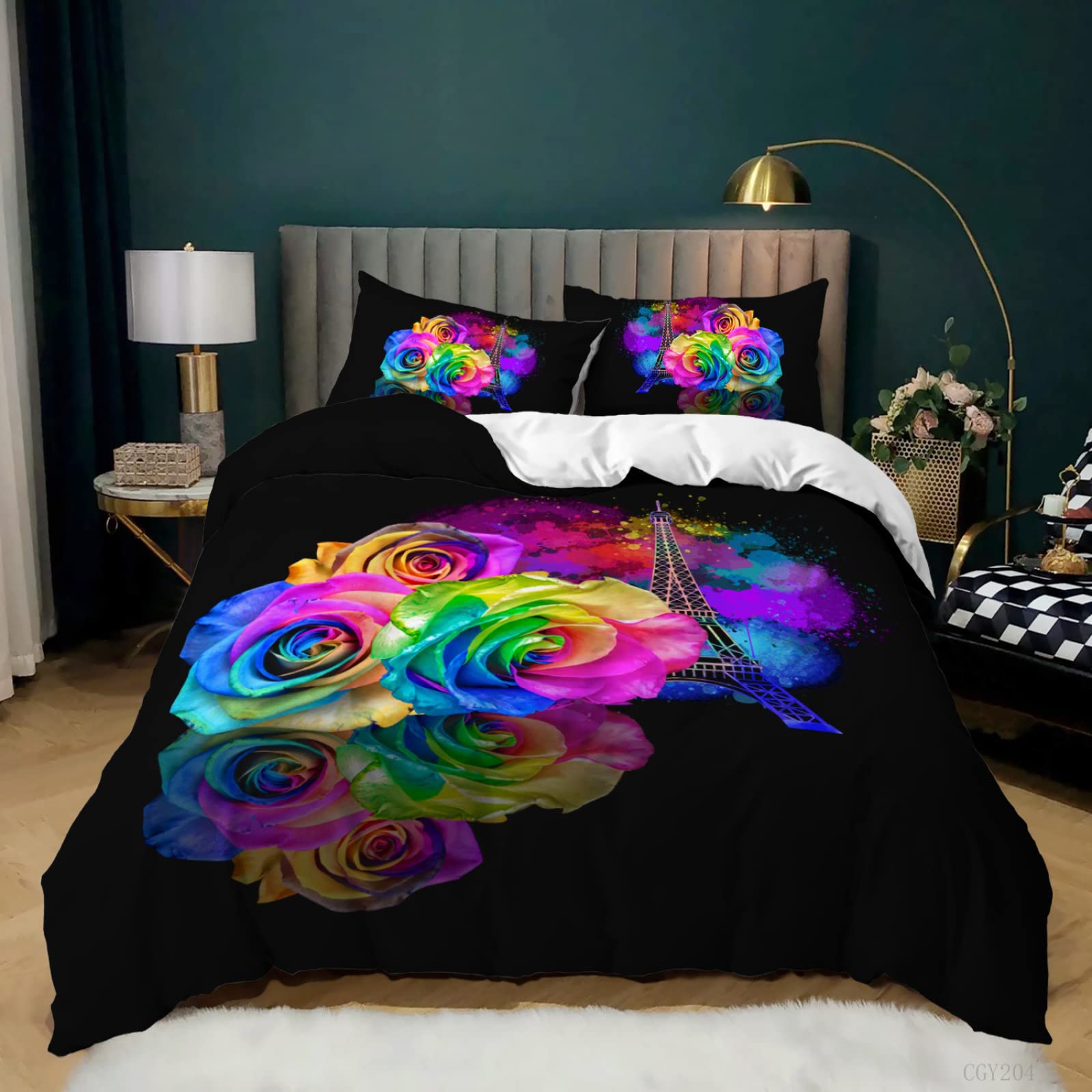 Parure de lit adulte fleur colorée pour une chambre lumineuse et cosy