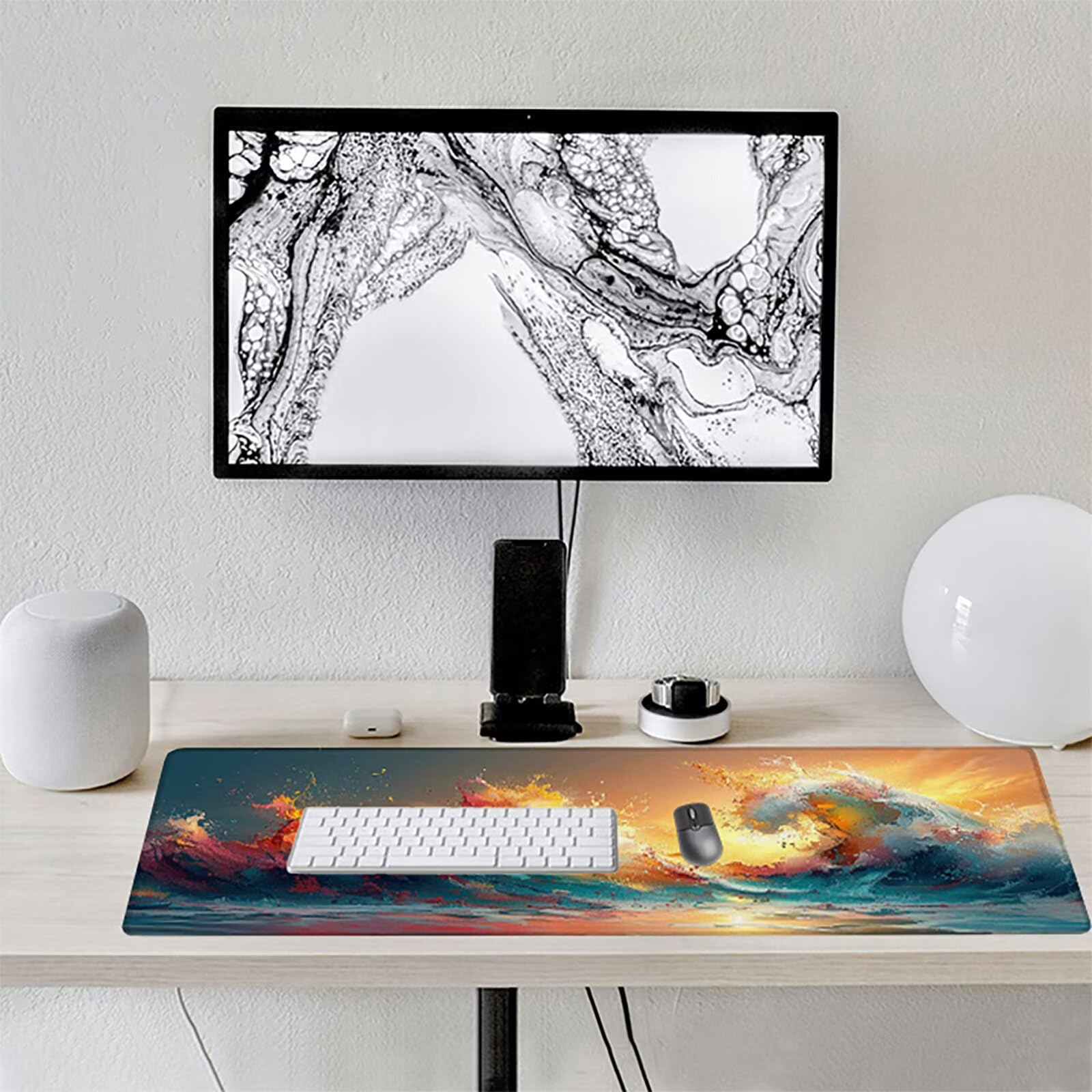 Ondas Alfombrilla Ratón Gaming XXL 1500x800mm, Alfombrilla Gaming Color Mousepad con Base de Goma Antideslizante, Impermeable Desk Mat para Teclado y Raton, Accesorios Gaming, Regalos de Hombre K-3