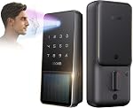 Lockin Venoris Solar Face Recognition Smart Lock, Solar Powered for Perpetual Battery Life, Built-in Wi-Fi & Matter, 3D Facial Recognition Keyless Entry Smart Deadbolt, BHMA Grade 3, IP53 Waterproof