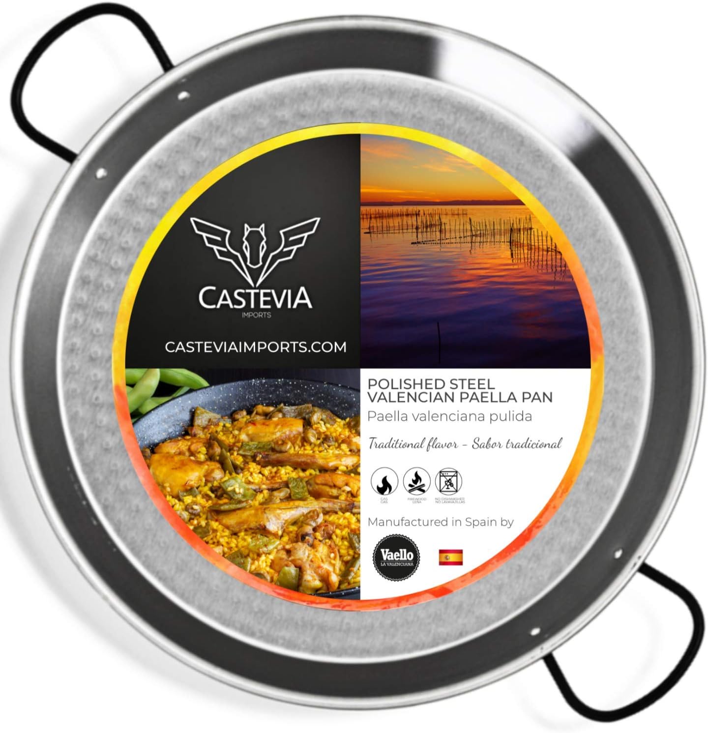 Vaello Campos La Valenciana 26 cm Polished Steel Paella Pan