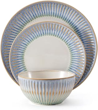 Pfaltzgraff Hensley Blue 12 Piece Dinnerware Set, Service For 4