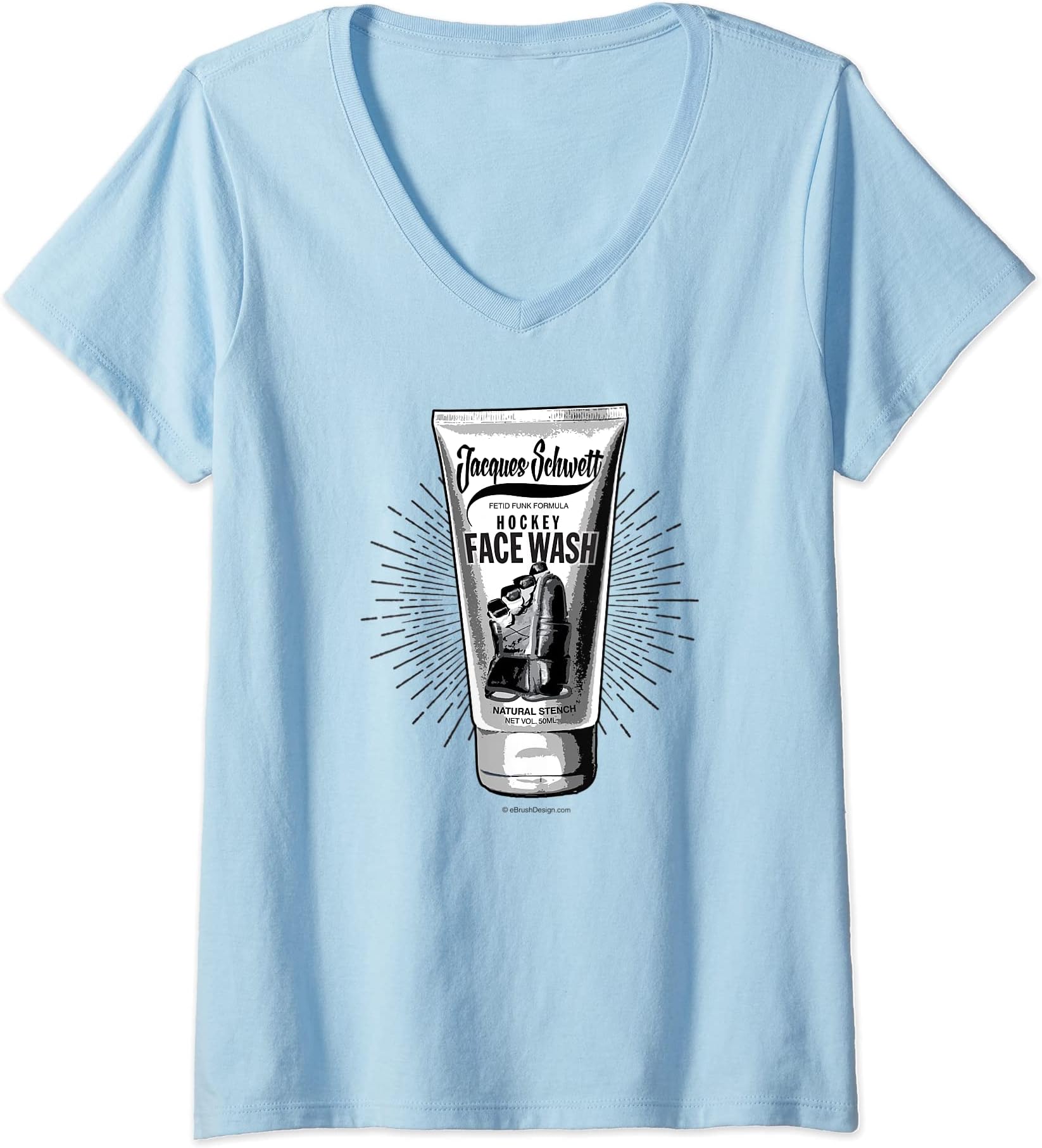 Womens Jacques Schwett Hockey Face Wash - funny hockey fan V-Neck T-Shirt