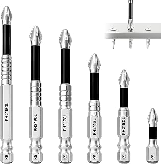 High-Magnetic Screwdriver Drill Bit Set: 6 Pcs Anti Slip Strong Magnetic Durability Electric Precision Screwdriver Drill Bit Kit for Impact Driver - Durable S2 Steel Bits 25/50/ 65/70/ 90/ 150mm
