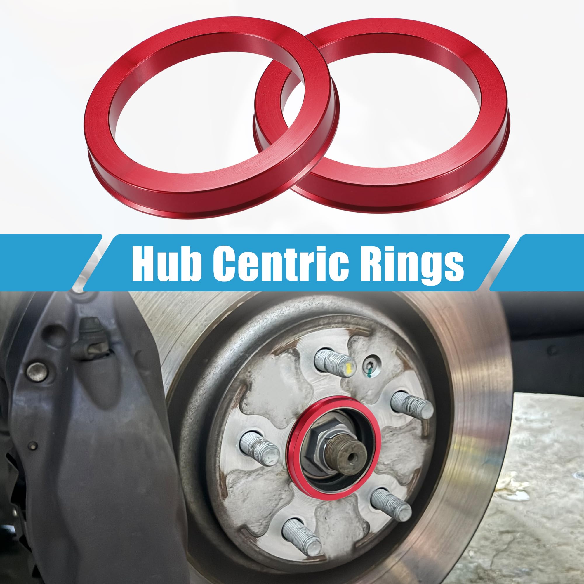 A ABSOPRO anellos centrici per Cerchi Auto OD 73.1mm a ID 57.1mm anellos centrici per Cerchi in Lega di Alluminio Rossi (Set di 4)