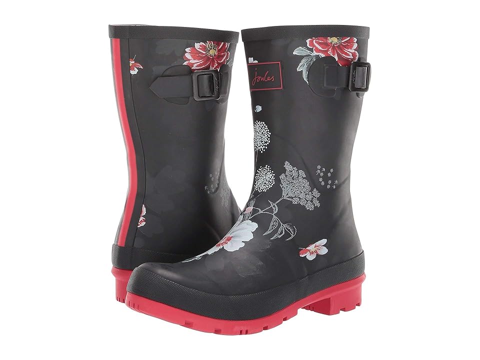 

Joules Mid Molly Welly (Black Floral) Women's Rain Boots, Multi