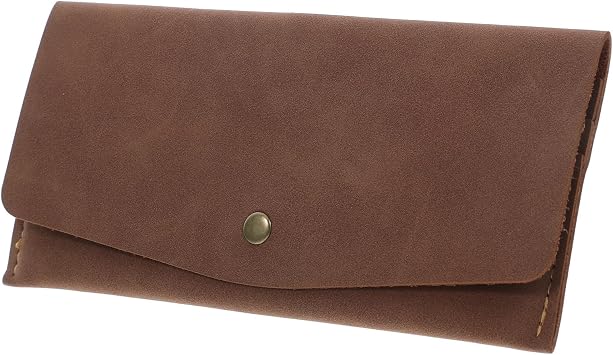 SHOWERORO Snap Clutch Wallet Bifold Genuine Leather Card Holder Organizer for Men and Women Classic Brown Portable Money Bag with Multiple Card Slots