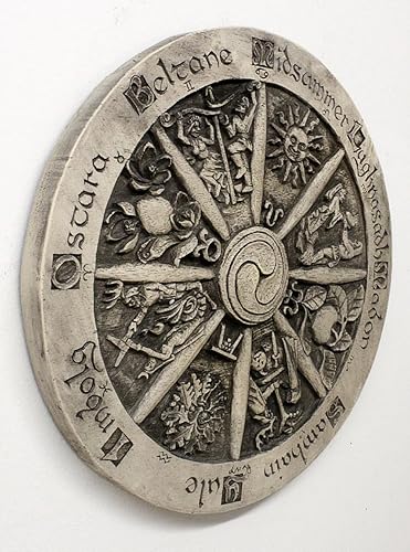 Miniatura 4 de Dryad Design Placa de rueda del año 11.5 pulgadas, decoración grande para colgar en la pared (acabado de piedra)