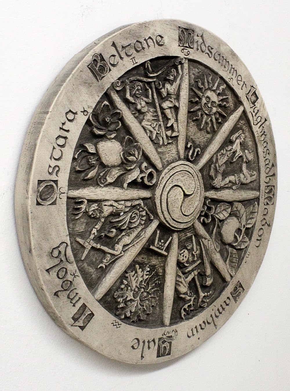 Dryad Design Placa de rueda del año de 29,2 cm grande para colgar en la pared (acabado de piedra)