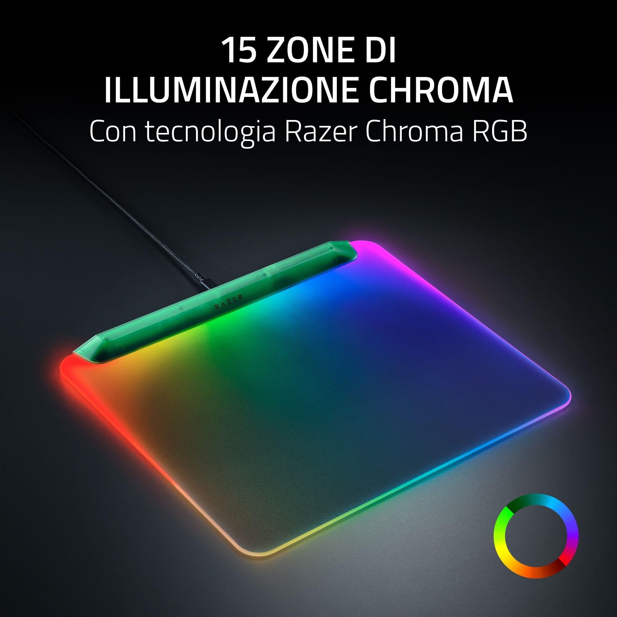 Razer Firefly V2 Pro Phantom Green Edition - Tappetino per mouse da gioco completamente illuminato per il con Chroma RGB (porta USB, superficie microtesturizzata, antiscivolo) Phantom Green