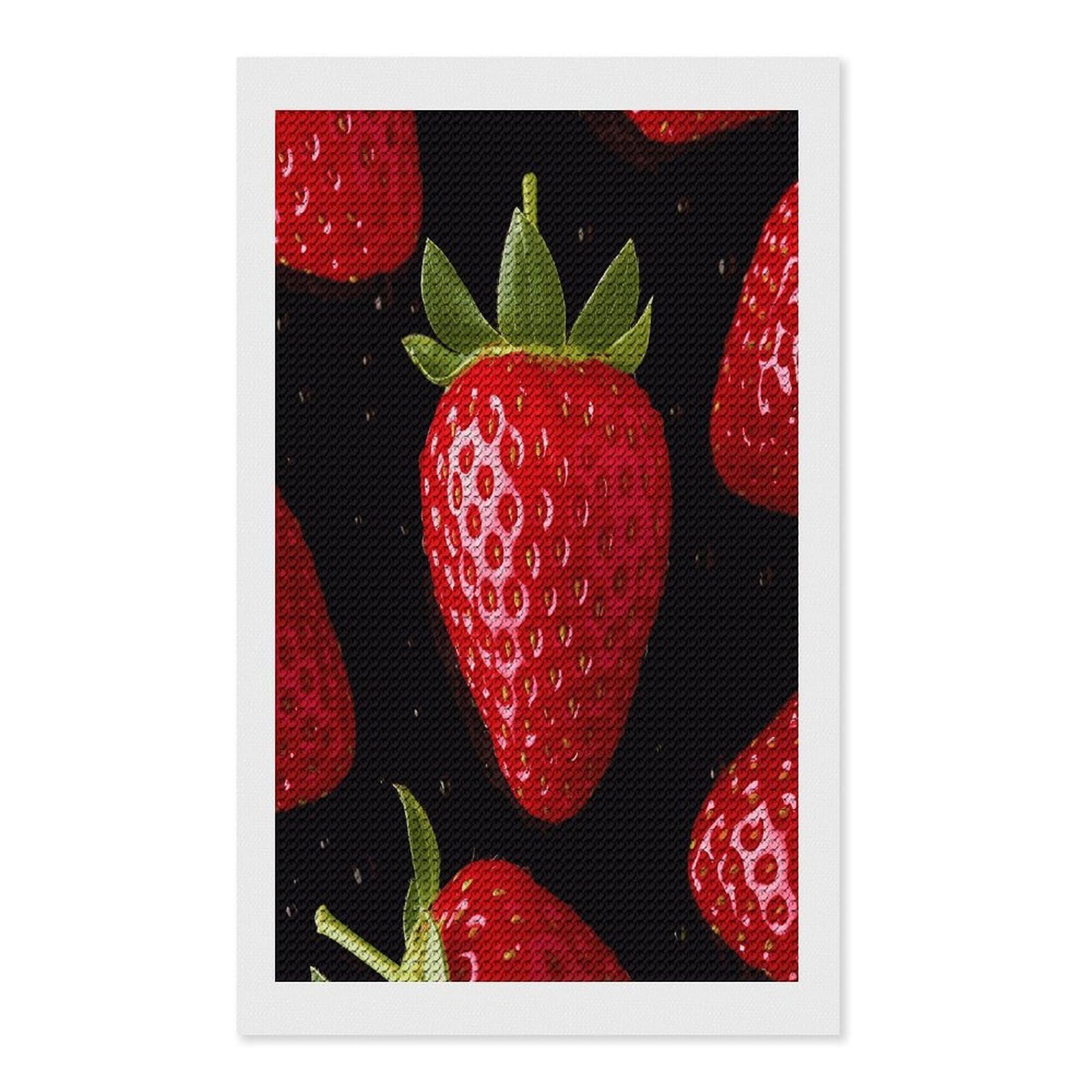 FekiLoot Strawberry Diamond Painting Kits for Beginners DIY Diamond Art Kits for Adults Full Drill Round Diamond Dot Gem Art Painting Fun DIY Crafts for Home Kitchen Wall Decor Gift 12"x20"