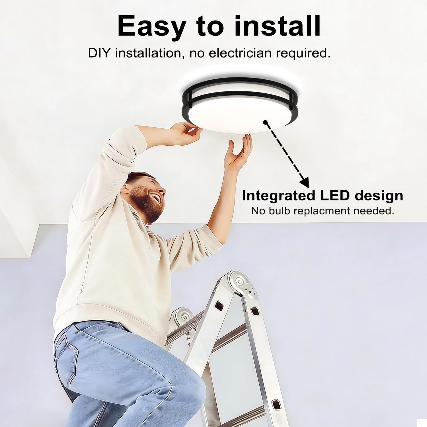 13 Inch Black Flush Mount Ceiling Light 2 Pack, 3CCT LED via Wall Switch Control, Dimmable 20W Modern Ceiling Lamp for Bathroom Bedroom Hallway Living Room