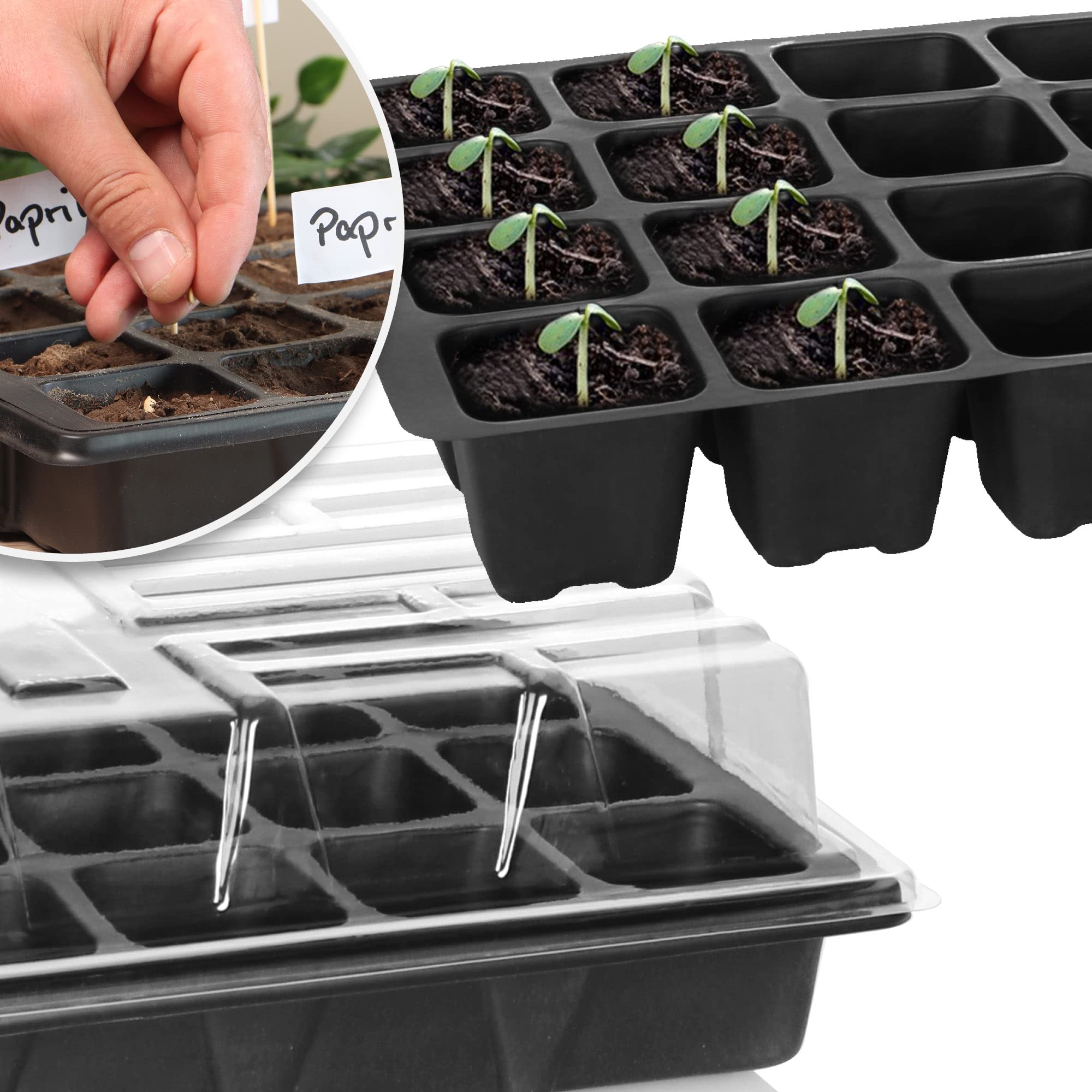 Serre D'intérieur 2x24 Plantes - Kit Culture Avec Bacs Et Couvercles - Maison & Extérieur
