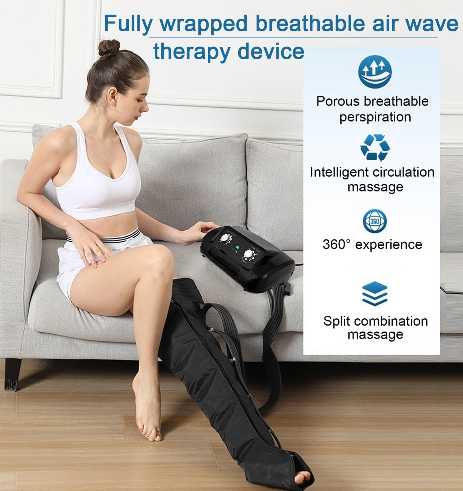 Pressoterapia Professionale Per Casa, Gambali Pressoterapia Linfodrenaggio 6 Camere, Massaggiatore Per Gambe Addome E Braccia, Apparecchio Completo Per Rilassamento Total Body