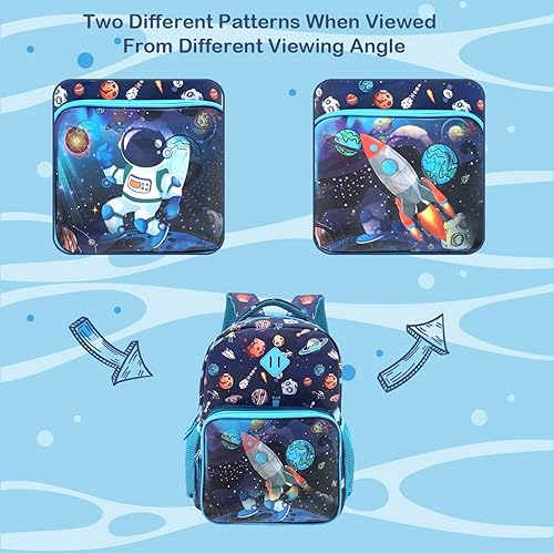 Miniatura 3 de HAPPYSUNNY Mochila para niños de 15 pulgadas para niñas y niños, mochila escolar para niños de 3 a 5 años, regalo de Navidad, Galaxy 15', Mochilas