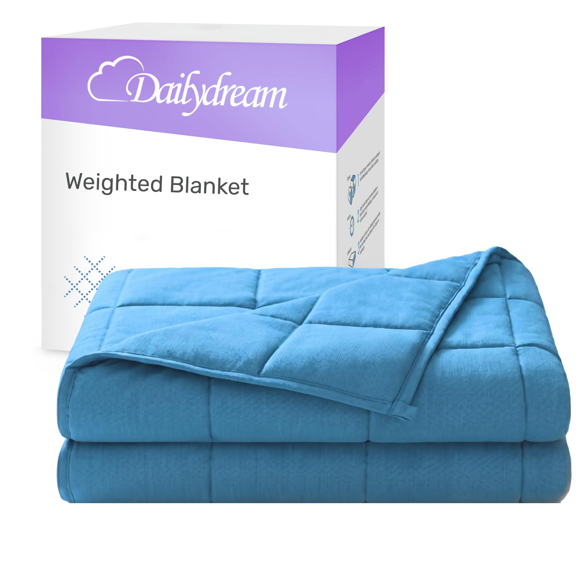 Dailydream Therapy Weighted Blanket 135 x 200 cm 9.5 kg Blue Fluffy Fleece with Glass Bead Filling Heavy Blanket for Sleeping Weighted Blanket Therapy Blanket — image 1