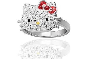 Sanrio Hello Kitty Ring - Silver Plated Crystal Hello Kitty Ring