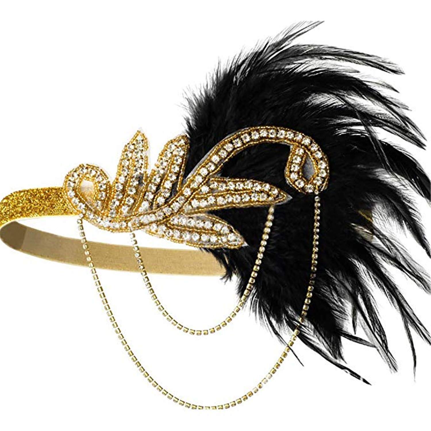 Ulalaza Carnival Feather Headpiece Showgirl Headband Roaring 20s 1920s Flapper Head Band Vintage Gatsby Party Accessories — image 1