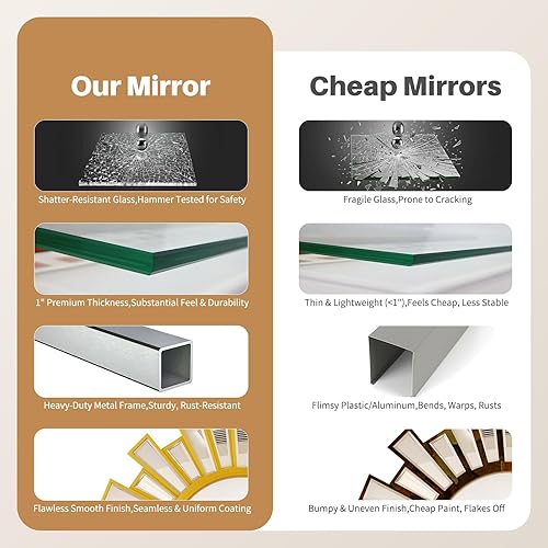 Miniatura 7 de Espejo decorativo de pared dorado con sol, espejo de 24 pulgadas con forma de explosión de sol para decoración de pared, espejos dorados circulares