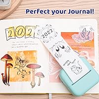 Vista 8 de Phomemo T02 - Juego de impresora con 3 rollos de impresora sin tinta de papel, mini impresora de calcomanías para impresora Bluetooth térmica