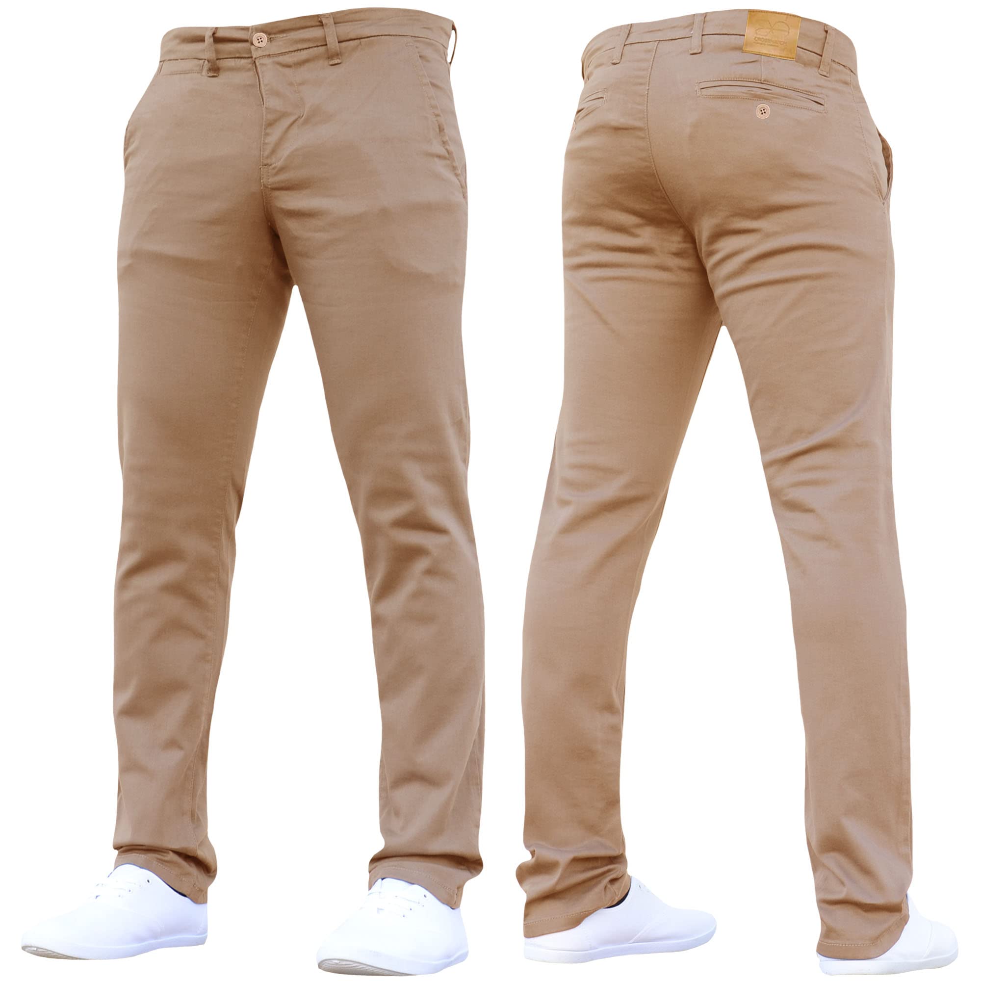 Crosshatch Men's Sand Stretch Chino Slim Fit Leg Trousers Jeans By Jeanbase 32W X 30L