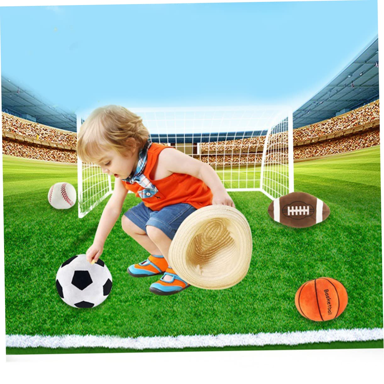 TOYANDONA Balle de Baseball Peluche pour Garçon Fille Jouet de Sport Créatif Cadeau pour Fête Anniversaire Blanche