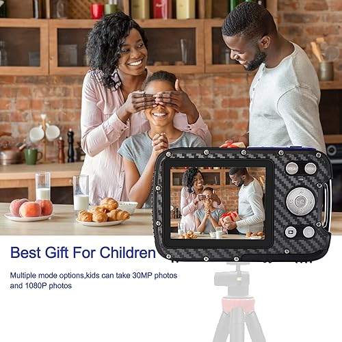 Miniatura 8 de YEEIN Cámara digital impermeable de 16 pies, videocámara subacuática de 21 MP con tarjeta de 32 G y batería recargable, cámara de apuntar y disparar