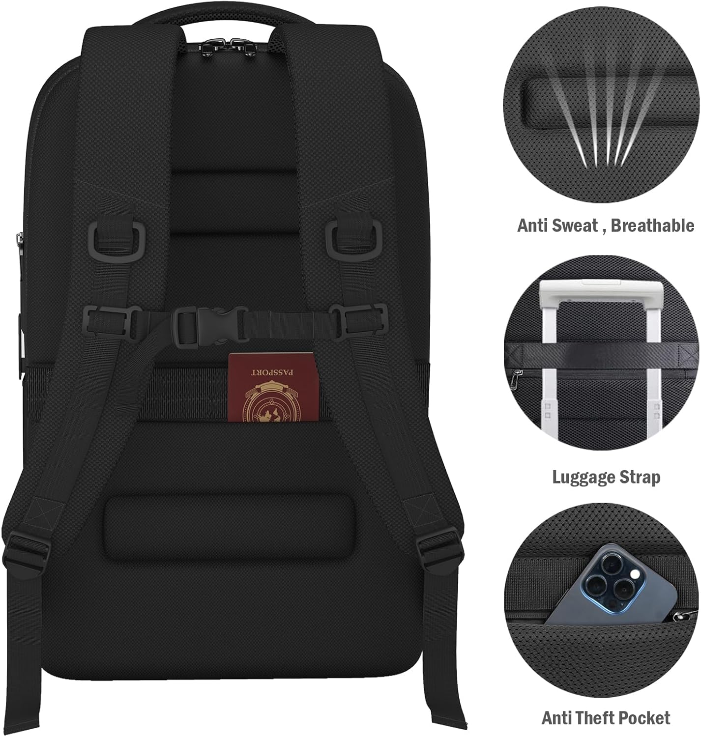 Expandable Laptop Backpack, Business Travel Backpack,TSA-Flight Approved Backpack with USB Charging Port fit 17.3 Inch Laptop for Men