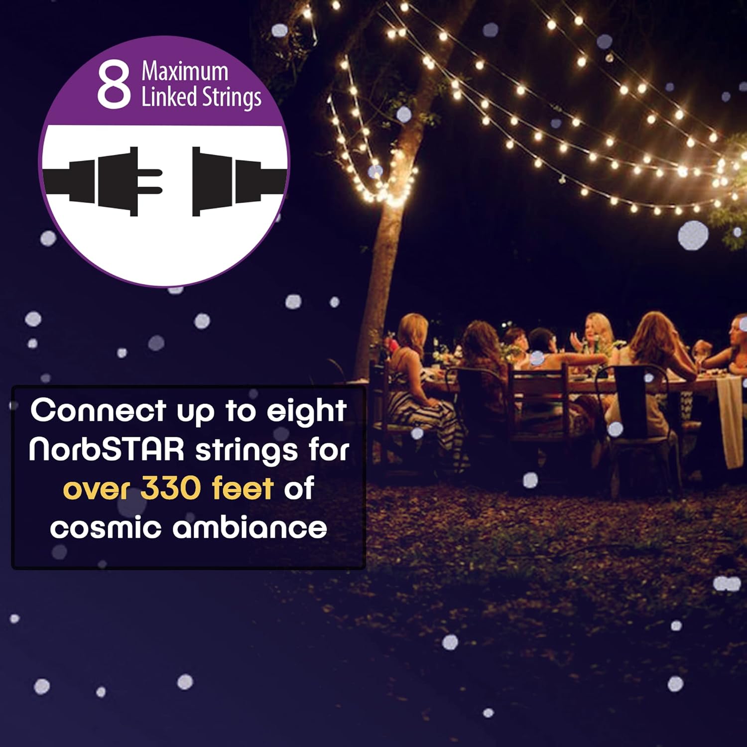 Norb NorbSTAR Star-Filled LED String Lights - Decorative LED 42 Foot Lights for Indoor & Outdoor, Warm White, Perfect for Weddings, Events, Patios, Bedrooms & Ambient Lighting, Energy-Efficient