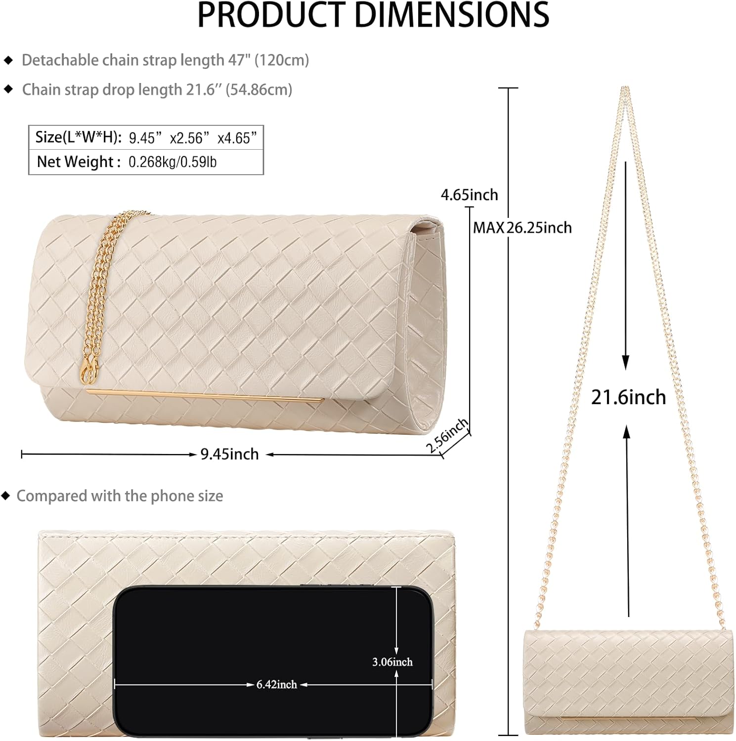 Women's Clutch Purse with Detachable Strap | Evening Handbags for Parties and Weddings - Image 4