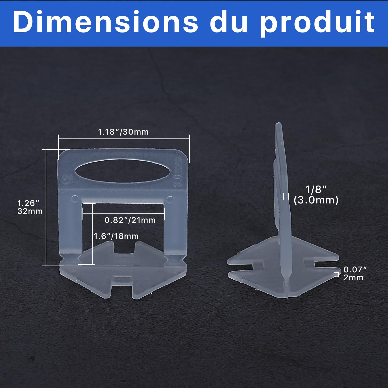 1100 clip per sistema di livellamento piastrelle 3mm, distanziatori per posa di piastrelle in ceramica e pietra naturale – set livellamento fai-da-te per un allineamento perfetto (3mm, 1100 pezzi)