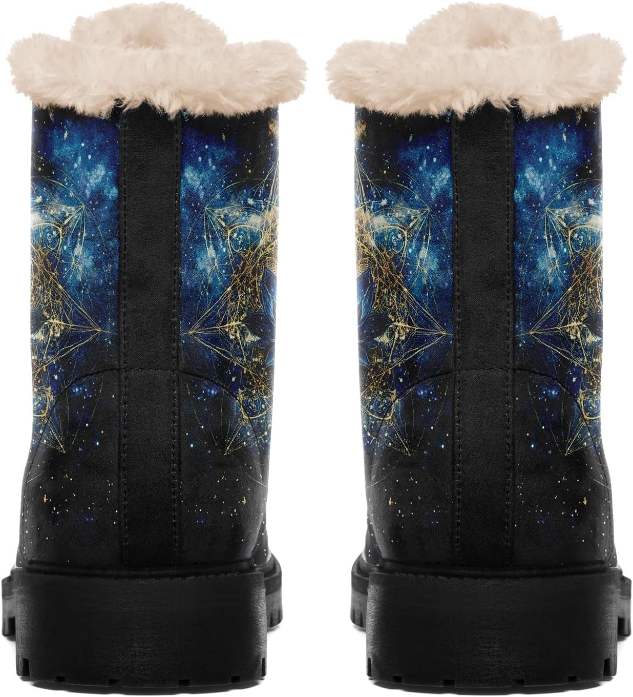Women's Winter Boots Celestial Vegan Leather Fur Lined Ankle Boots Non-Slip Absorbing Cozy Warm Boho Snow Booties