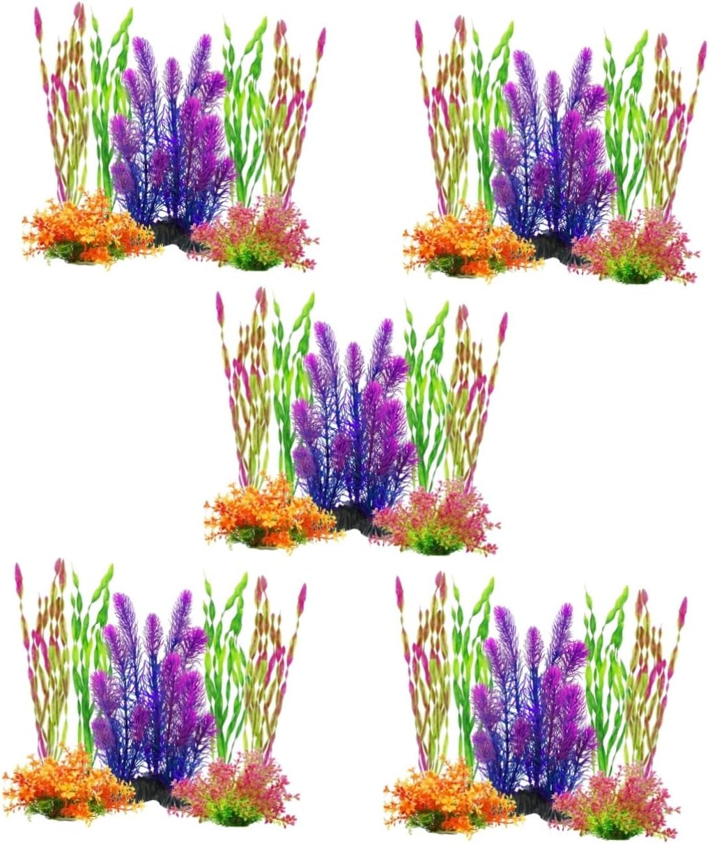 Housoutil 35pcs Simulation Grass Aquarium Plants Artificial Underwater Decor for Fish Tank Safe Fish Hiding Plants for Home Aquatic Landscape