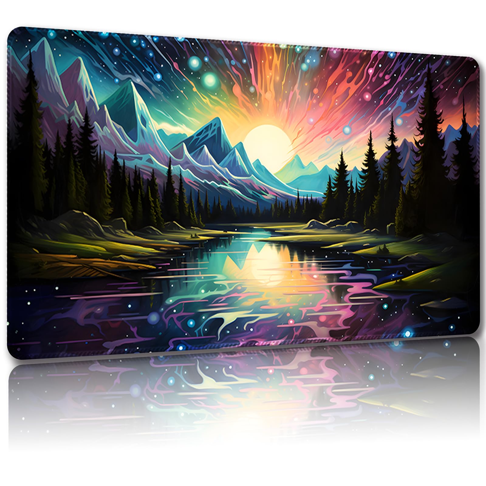 Malqiqi Playmat for MTG, with Free Storage Bags,Game Mat 24 x 14 inches, TCG and Board Game Mat for Cards,Mousepad Desk Mats (Regular,Magic Mat 10)