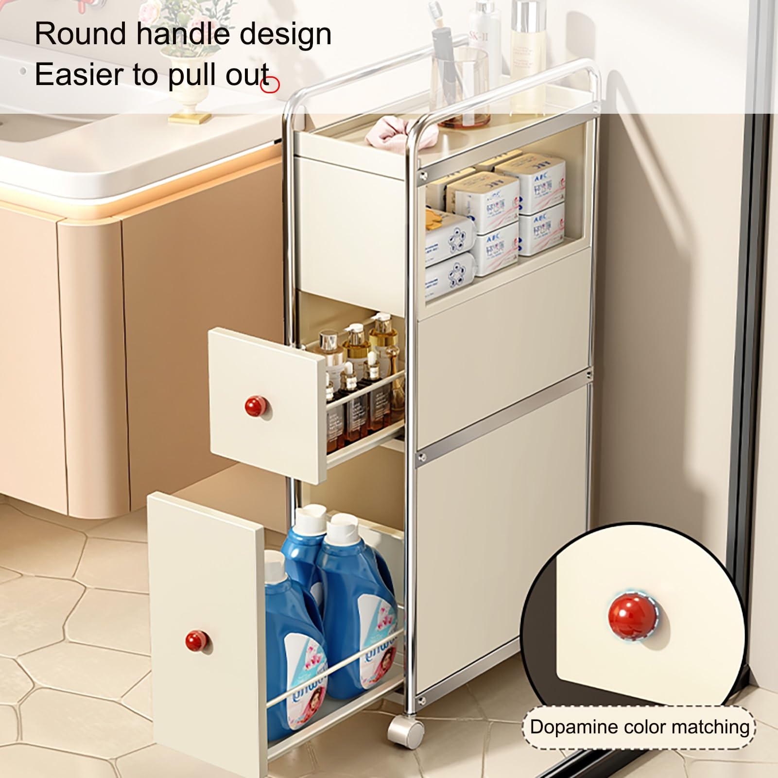 JHDXL Badezimmerregal aus Metall, Standregal mit 4 Fächern, Robuste Lagerregale, Rutschfestes Stabiles Bad Badregal, für Schlafzimmer, Küche, Badezimmer, Wohnzimmer