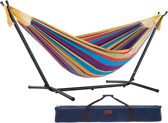 Tropical Double Cotton Hammock with Stand (250 cm) - Comfort for Two
