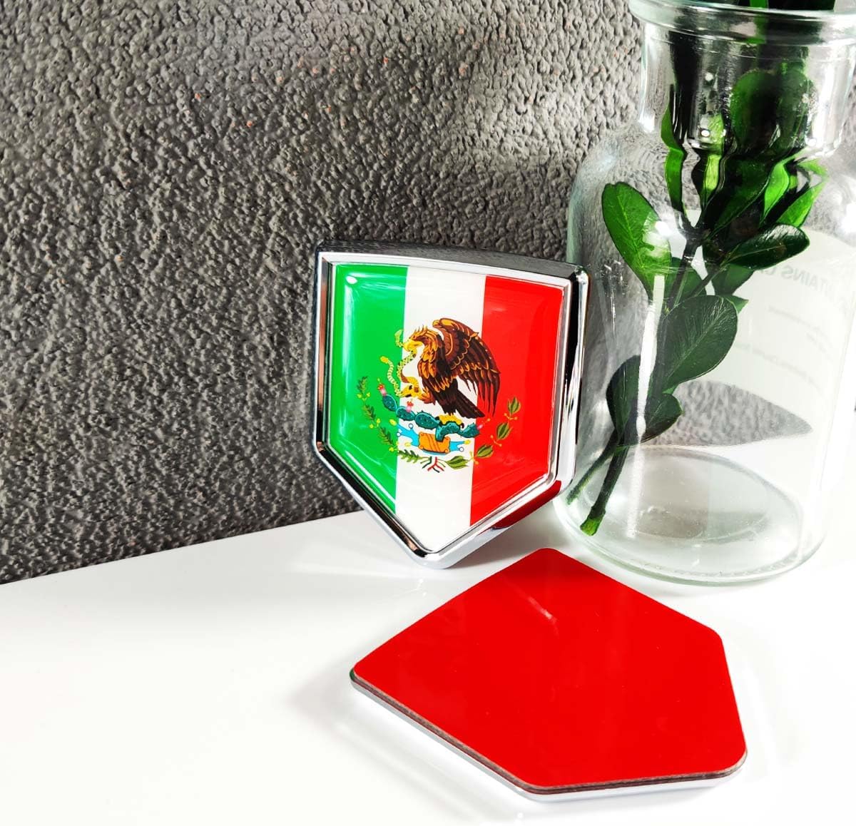 Newperlite Mexico Flag Decal Sticker Car Emblem Mexican Flag Car Decoration Accessories Chrome Shield for Truck Vehicles Cars, 2 Pack