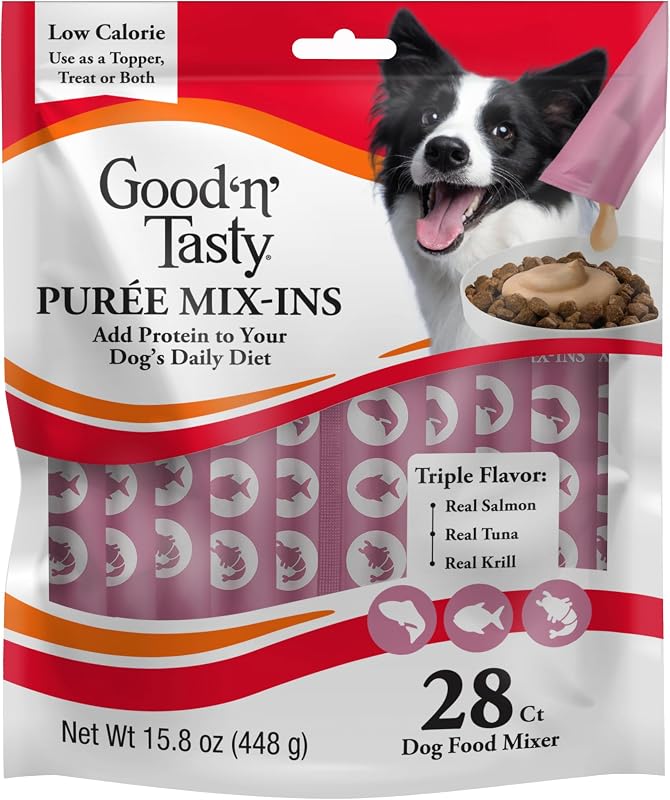 Complemento em Purê para Ração de Cães Good ‘N’ Tasty com Salmão, Atum e Krill, 28 Unidades
