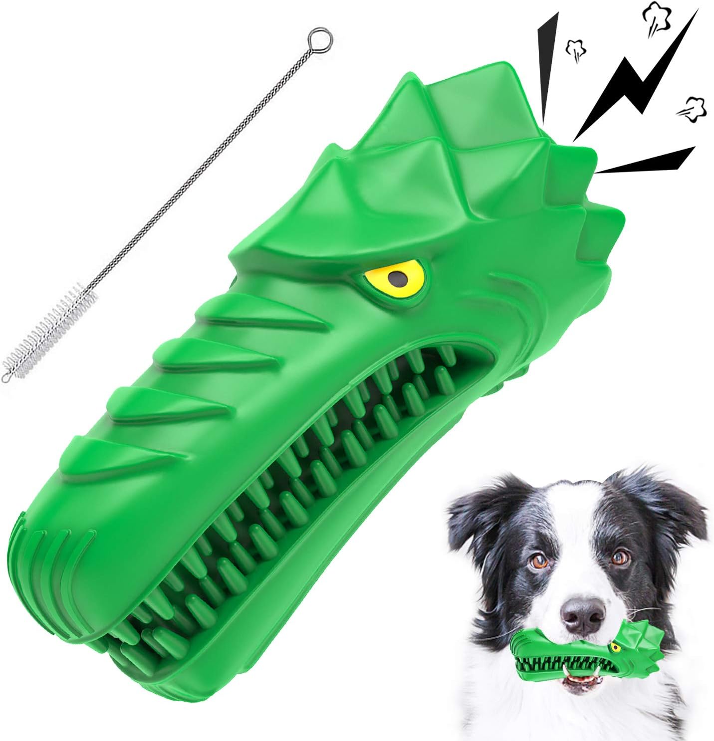 Dog Chew Toy,Dog Toys for Aggressive Chewers Large Breed,Indestructible Interactive Dog Toothbrush Toys and Tough Durable Squeaky Dog…