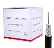 Five Star Cable RG6 UTP 1000 ft Shielded Coaxial Cable ETL Listed for use with Audio, Video, and CATV/MATV Transmission. Black (1000 Ft, Black)