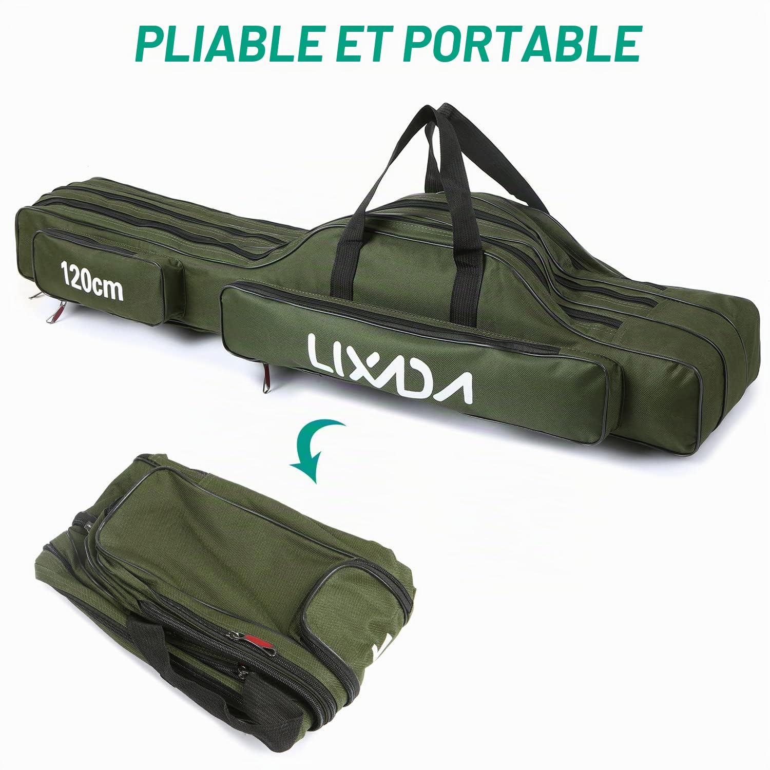 Sac de Transport Portable pour Canne à pêche Pliable à 3 Couches 150 cm, Noir, 150cm, Moderne