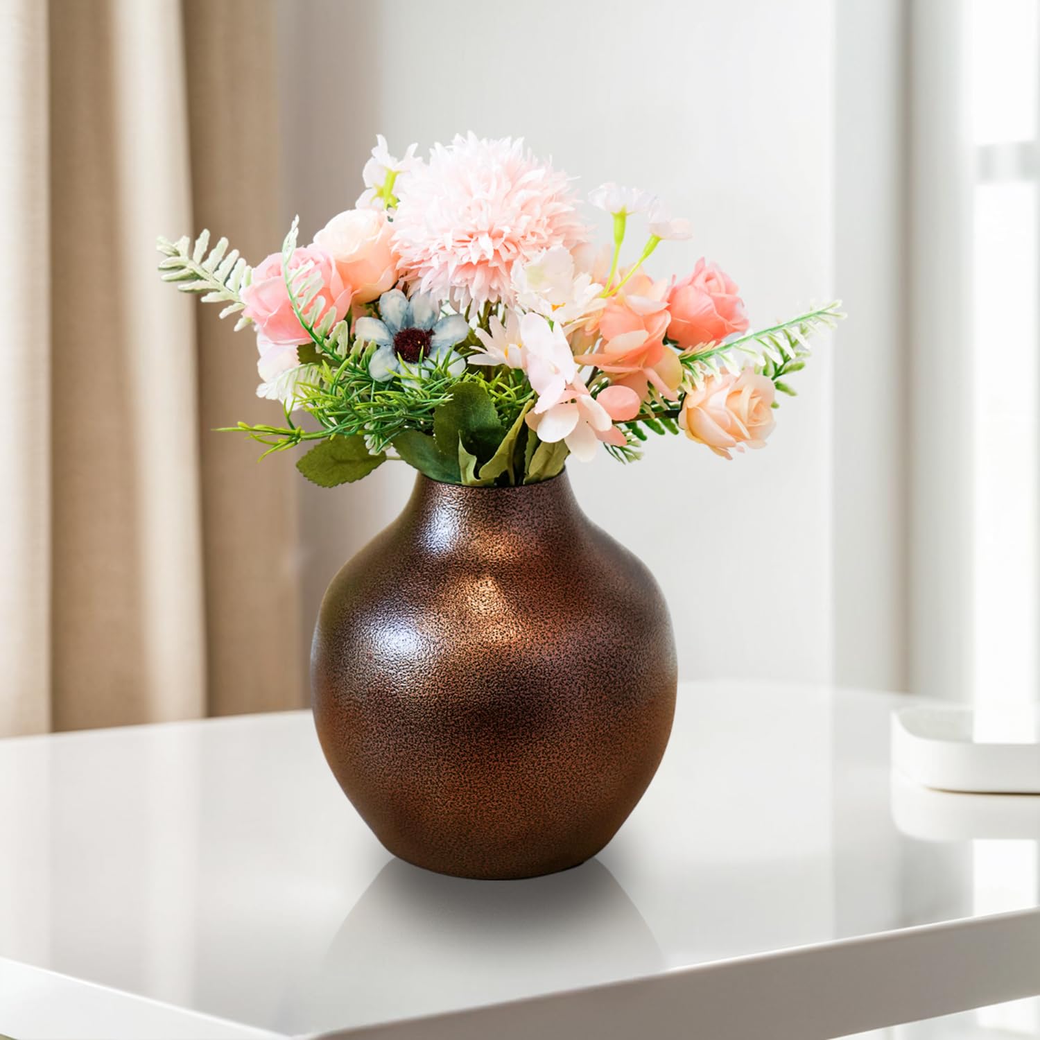 Buy Nostrae by Ekhasa Unbreakable Metallic Copper Flower Vase for