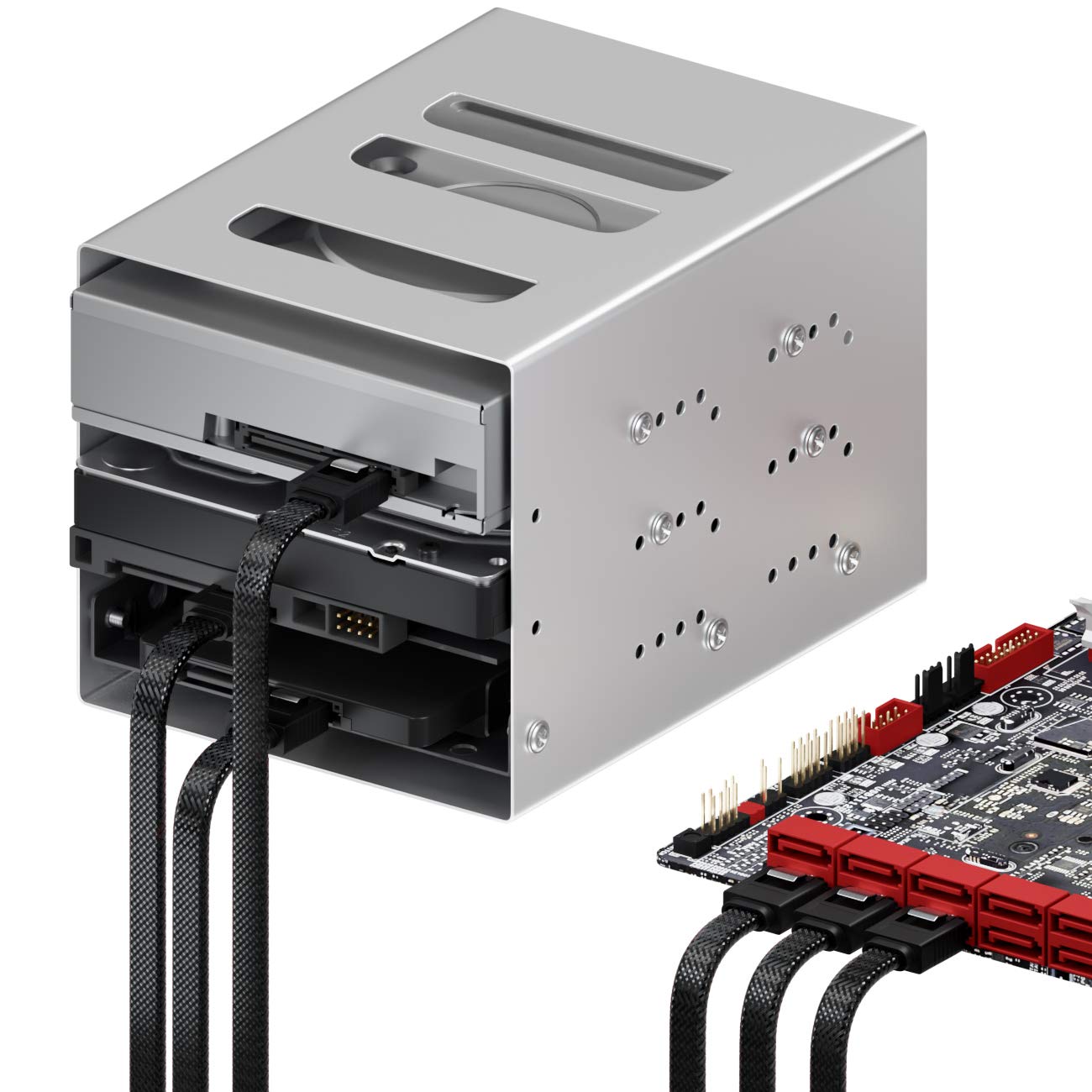 deleyCON 3x 50cm SATA 3 zestaw kabli nylonowych kabel do transmisji danych 6 Gbit/s kabel połączeniowy kabel połączeniowy płyta główna HDD SSD dysk twardy 2 wtyk S-ATA prosty Czarny