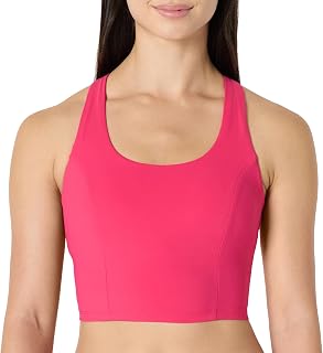 Amazon Essentials Women's Active Total Train Medium Support Racerback Gym Workout Crop Tank with Built-in Bra