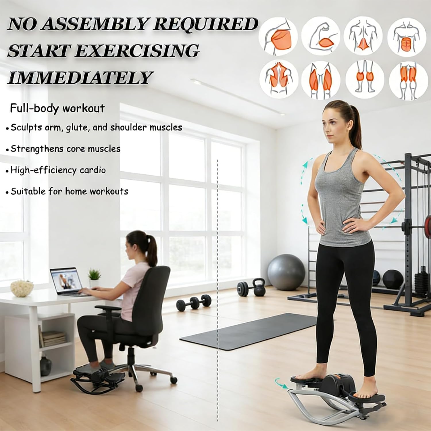 Mini Rock Stepper for Home Workout, Portable Lateral Rocking Fitness Stepper Machine, Compact Stepping Exercise for Legs and Cardio, Easy Storage Design for Women and Men