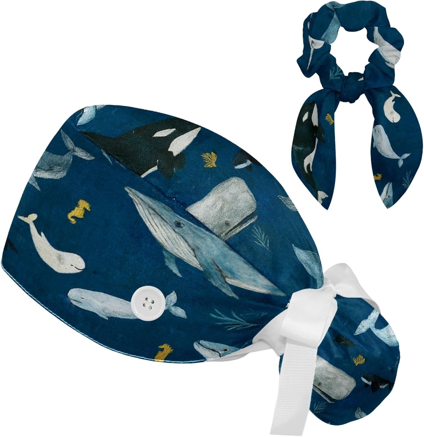 Scrub Caps Women Jellyfish Nurse Hats Ponytail Tie Back